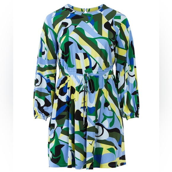 Donna Morgan Women's Faux Drawstring Raglan Sleeve Size 12 Geo Print - Picture 5 of 5